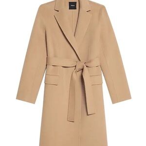 Theory NWT A classic wrap coat detailed with angled flap pockets